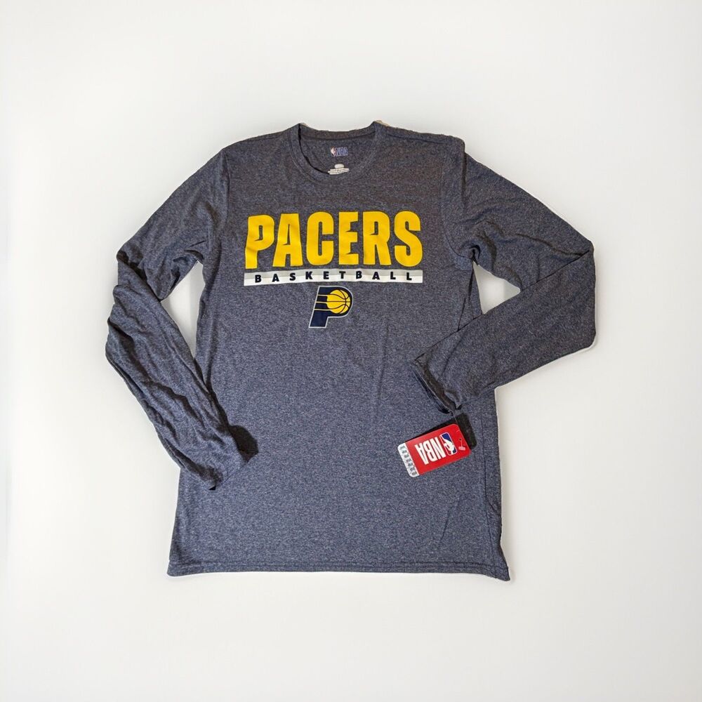 NWT NBA Indiana Pacers Long Sleeve Performance Shirt Men’s Small Gray Tee
